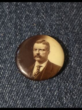 American Vintage Teddy Roosevelt Presidential Button C 1904